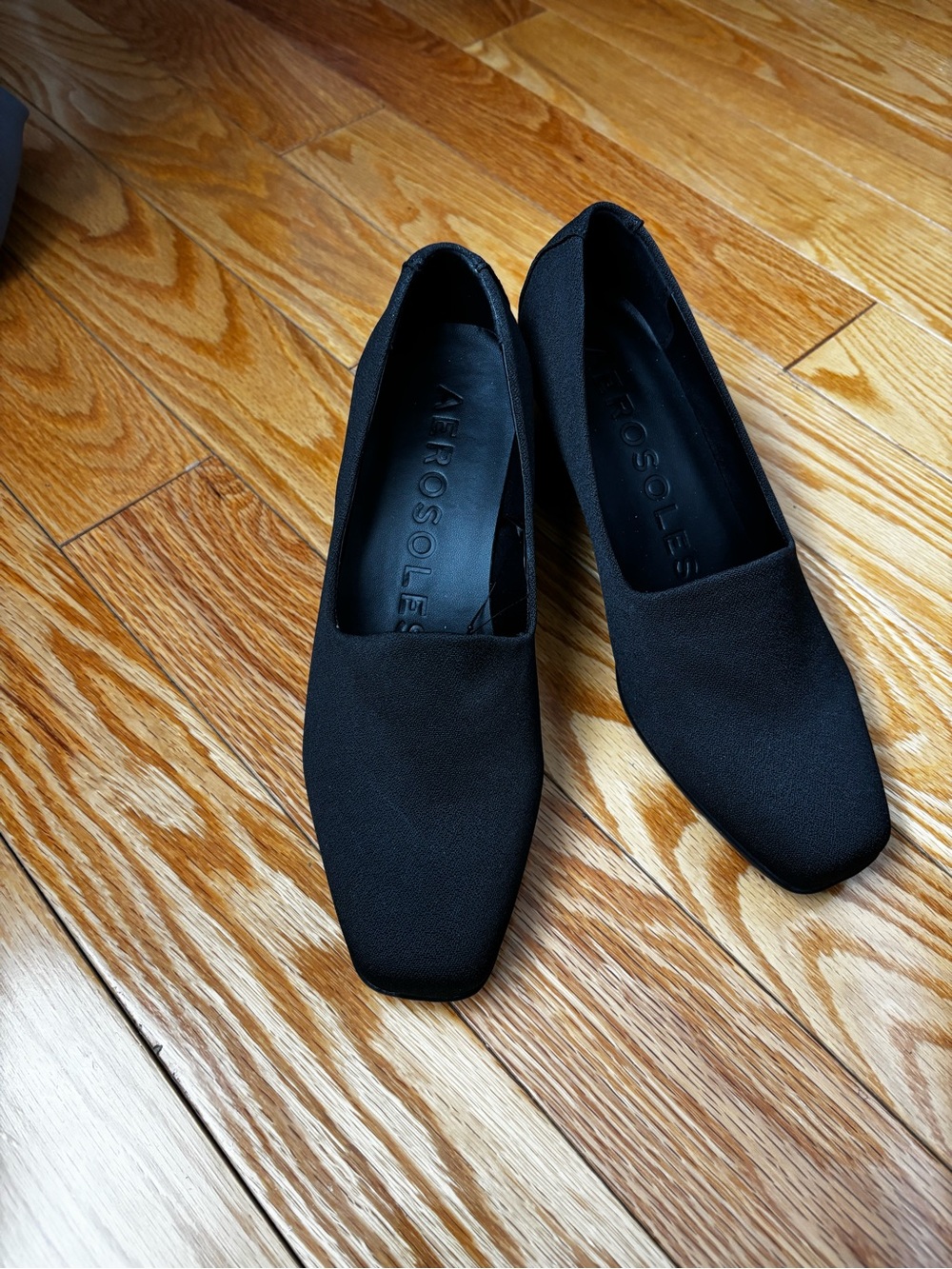 AEROSOLES Black Square-Toe Comfort Slip-Ons